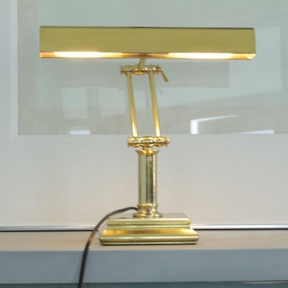 Brass Piano Desk Lamp Adjustable Banker Style Task Lighting - Picture 1 of 8